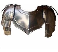 Medieval Warrior Iron Gorget with Pauldrons Gothic Gorget Spaulders Arm Shoulder Guard Set Viking Crusader Warrior Armor Steel Neck Protector SCA LARP Knight Metal Vembrace Pair Silver Adult