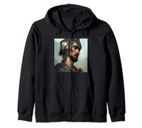 Medieval Warrior Medieval Knight Swordswoman Photo Realistic Zip Hoodie