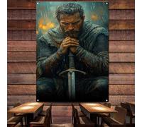 Medieval WARRIOR OF CHRIST Tapestry Canvas Painting Wall Painting Flag Vintage Room and Dorm Wall Decor Banner Christ Jesus Knights Templar Wall Art Posters and Prints Y0,38X57 inches