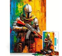 Medieval Warrior with AK- for Adults 1000 Piece Jigsaw Puzzle Sharp Mind Creative Fun Family Pastime Art Display (38x52cm)