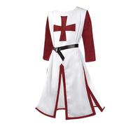 Medieval Warriors Knight Costume Templar Knight Crusader Viking Tunic Temple Carnival Halloween Outfit Cosplay Weapon Skirt Men's Cross Tabard Surcoat D S