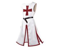 Medieval Warriors Knight Costume, Templar Knight Crusader Viking Tunic Temple Carnival LARP Cosplay Weapon Skirt Men's Cross Tabard Surcoat D M