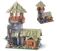 Medieval Watchtower Building Blocks Set, Medieval Architecture Tower Building Model, Watchtower Collectible Bricks Set Display Home Decor, for Adults and Kids, 1000+ PCS