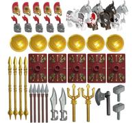 Medieval Weapons Pack for Knight Figures, Medieval Knight Weapon Package Accessory Kit Includes Helmsd, Armor, Shield, Capes Barding, Horses Compatible with Large Brands (C)