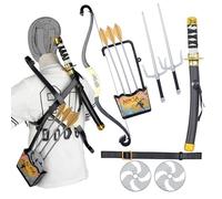 Medieval Weapons Set Fake Plastic Realistic for Warrior Costume Prop Accessories, Bronze, One Size