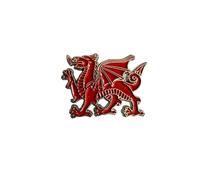 Medieval Welsh Dragon Decorative Enamel Pin Badge, Red and Gold