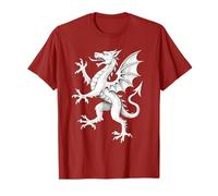 Medieval White Dragon Rampant England Heraldic Mythical T-Shirt
