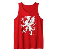 Medieval White Dragon Rampant England Heraldic Mythical Tank Top