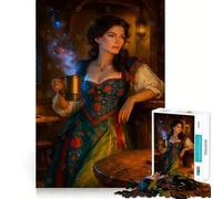 Medieval Woman with Magical Brew Jigsaw Puzzle for Adults 1000 Pieces Sharp Thinking Clean Joint Fun Activity Birthday Surprise (38x26cm)