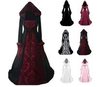 Medieval Women Halloween Outfits Renaissance Dress Women's Costumes Vampire Victorian Regency Best Witches Red Riding Hood Adult Queens Ladies Fancy Plus Size Adults Vintage Gothic Suit Cosplay.