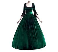 Medieval Women's Dress, Black Renaissance Dress, Gothic Dress, Mesh Retro Maxi Dress, Flared Sleeves, Tied Waist, Party Dress, Off-the-Shoulder Colourblock Victorian Dress, Medieval Dress