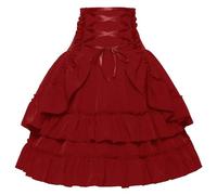 Medieval Women's High Waisted Skirt Victorian Skirt Vintage Ruffle Casual Lace Up Renaissance Gothic Fluid Cut Steampunk Chic Cosplay Court Skirt for Halloween Carnival