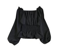 Medieval Women's Off Shoulder Shirt Gothic Long Sleeve Steampunk Chic Court Vintage Tunic Solid Colour Renaissance Victorian Halloween Carnival Cosplay Casual Short Top