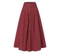 Medieval Women's Plus Size Skirt Long Skirt Vintage High Waist Casual with Buttons Loose Fit Chic Renaissance Gothic Steampunk Cosplay Fluid Skirt for Halloween Carnival