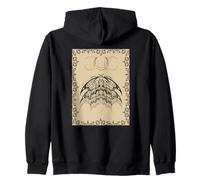 Medieval Y2K Mall Goth Moth with Crescent Moon Zip Hoodie