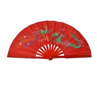Medifier Chinese Kung Fu Tai Chi Bamboo Folding Fan for Dance, Practice, and Performance Art (20, Red)