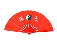 Medifier Chinese Kung Fu Tai Chi Fan Arts Dance/Practice Performance Bamboo Folding Fan Taichi worlds Red background