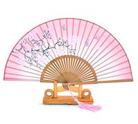 Medifier Silk Bamboo Handheld Folding Fans With hand made silk Fan cover Pouches and gift box Wedding Party Gift for Girls Women (Butterflies Flying among the Flowers Pattern 1)