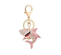 Medifier Sparkling Cute Keychains Rhinestone Charms Shark Key Ring for Girlfriend Women Teen Girls Adults Crystal Pendant Keyring Key Chain for Purse Bag Car Keys Creative Gift Pink