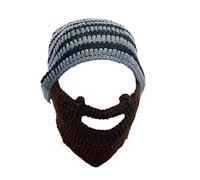 Medifier Unisex Knit Hat Beanie Cap Keep Face Warm in Winter with Detachable Knitted Beard Grey and Black Stripes