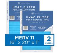 MEDIFY PRO 16x20x1 Filter - MERV 11 - E11 Media - Air Cleaning - Pleated HVAC AC Furnace Air Filters Replacement - (MERV 11, 2-Pack)