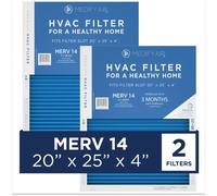 MEDIFY PRO 20x25x4 Filter - MERV 14 - E11 Media - Air Cleaning - Pleated HVAC AC Furnace Air Filters Replacement - (MERV 14, 2-Pack)