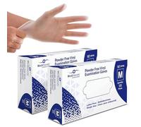 MediHands Clear Vinyl Gloves Medium Disposable Surgical Gloves, Box of 200 Powder Free Latex Free & Protein Free, Medical Gloves, Food, Multi Use