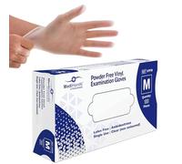 MediHands Clear Vinyl Powder Free Gloves | Food Safe | Disposable | Latex Free | Medium - Pack of 100