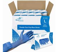 MediHands Vinyl Blue Large Vinyl Examination Gloves - Case of 1000 Disposable, Powder-Free, Latex-Free, Protein-Free Medical Gloves - Multi-Purpose,