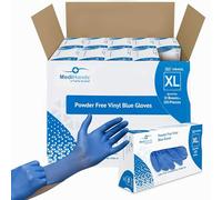 MediHands Vinyl Blue Vinyl Examination Gloves - Case of 1000 Disposable, Powder-Free, Latex-Free, Protein-Free Medical Gloves - Multi-Purpose, Single-Use