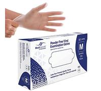 MediHands Vinyl Clear Medium Gloves, Disposable Surgical Gloves, Box of 100, Powder Free, Latex Free, Protein Free, Medical, Food, Multi-Use
