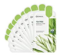 MEDIHEAL Teatree Care Solution Essential Mask, Pack of 10 Cotton Facial Sheet Mask with Tea Tree Oil and Cica Extracts, Moisturizing Facial Sheet Masks with Soothing Sensitive Skin and Sebum Control