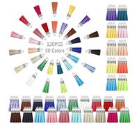 MEDIHOOL 120Pcs Tassels Charms for Jewelry Making, 30 Colors Leather Tassels Keychain Charms with Ring Holes for Crafters DIY Accessories Decor