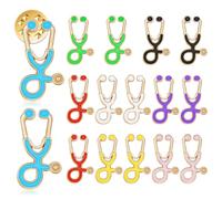 MEDIHOOL 16PCS Stethoscope Brooch Pins, Stethoscope Enamel Lapel Pin Nurse Week Gifts for Girls Medical Students Doctor Nurse Graduation Presents (Multuicolor)