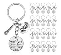 MEDIHOOL 20PCS Microphone Keychain, Musical Instrument Keychain Inspirational Gift Music Lover Gift Where Words Fail Musical Speaks for Music Teacher Student Musicians