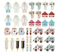 MEDIHOOL 40Pcs Enamel Medical Charms Set, 20 Style Doctors Nurses Themed Alloy Pendants in 3 Colors (Pink/Blue/Red) Professional Gift Accessories DIY Necklace Bracelet Craft Art Accessories