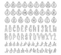 MEDIHOOL 78Pcs/3 Sets Double Sided Letter Charms, Silver Alphabet ABC Letter Pendant 3 Styles Capital A-Z Alphabe Charms for Necklace Bracelet Jewelry DIY Making
