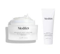 Medik8 Advanced Night Restore (50ml) & Surface Radiance Cleanse Travel Size (40ml) - Rejuvenating Multi-Ceramide Night Cream & Resurfacing AHA/BHA Mangosteen Cleansing Gel