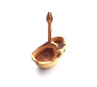 Medina Mood Olive Bowls with Olive Piker in Natural Cut, Choice of Length 15-20 cm Rustic, Bowl Handmade from Olive Wood