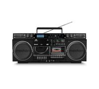 MEDION P66538 Retro Ghettoblaster with CD Player, 80s, Large, USB, SD, CD, MC Cassettes, DAB+ Radio Telescopic Antenna, Bluetooth, Cassette Recording Function