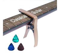 MEDIORAYS Classical Guitar Capo for 6 Strings and Mandolin Bass, Large Size, Professional Electric Acoustic Guitar, Lightweight (ClassicalCapo Gold
