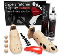 Medipaq Adjustable Shoe Stretchers with Shoe Stretching Spray - 2x Wooden Shoe Trees with Cedar Balls, Stretch Plugs & Storage Bag - Fits UK Sizes 3-8 for Women