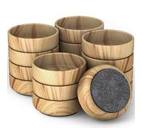 Medipaq Felt Castor Cups - 16x Large 60mm Dark Wood Grain - Protects Wooden & Smooth Floors - Chair & Furniture Leg Protectors