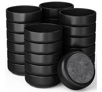 Medipaq Felt Castor Cups - 24x Large 60mm Black - Protects Wooden & Smooth Floors - Chair & Furniture Leg Protectors