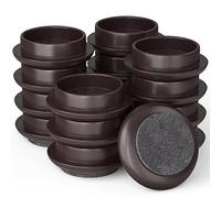 Medipaq Felt Castor Cups for Wooden Floors - 16 x Small 44mm Chair Leg Floor Protectors & Floor Protectors for Furniture Legs, Solid Brown