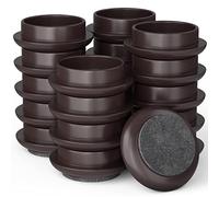 Medipaq Felt Castor Cups for Wooden Floors - 24 x Small 44mm Chair Leg Floor Protectors & Floor Protectors for Furniture Legs, Solid Brown