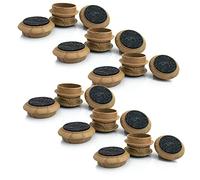 Medipaq Felt Castor Cups for Wooden Floors - 24 x Small 44mm Chair Leg Floor Protectors & Floor Protectors for Furniture Legs, Dark Wood Grain