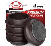 Medipaq Felt Castor Cups for Wooden Floors - 4 x Small 44mm Chair Leg Floor Protectors & Floor Protectors for Furniture Legs, Solid Brown