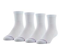 MediPeds Adult Quarter Socks With Non-Binding Top and Cushion, Multipairs, White (4-pairs), Shoe Size: Men's 7-12; Women's 10-13