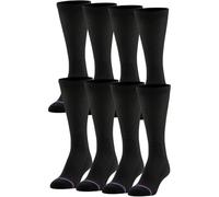MediPeds Men's 8 Pack Diabetic Extra Wide Crew Socks, Black, Shoe Size: 12-14